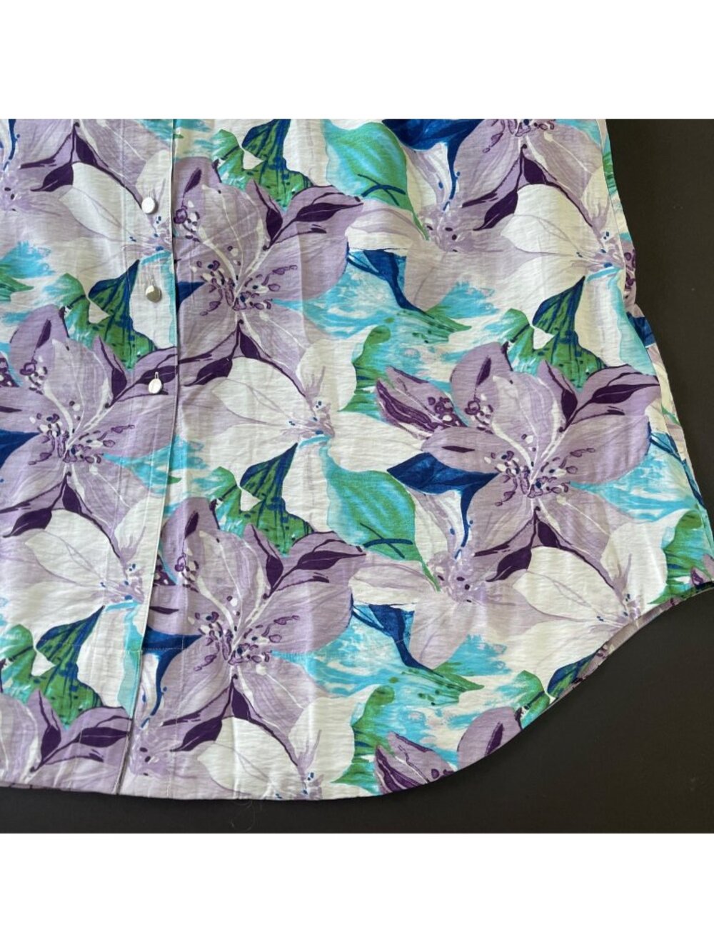 Chicos Women Midi Dress Size XL Floral Belted Shirtdress Tropical Boho Resort - Picture 11 of 16